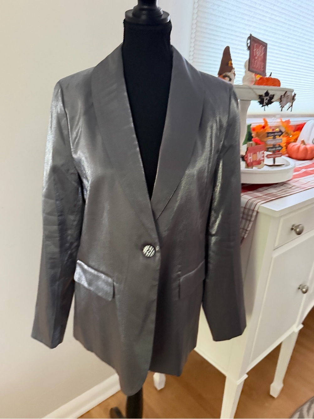 Women's Shimmery Gray Blazer Jacket